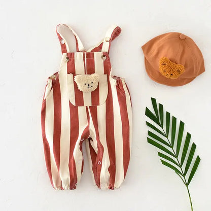 Charming Striped Baby Overalls