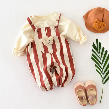 Charming Striped Baby Overalls